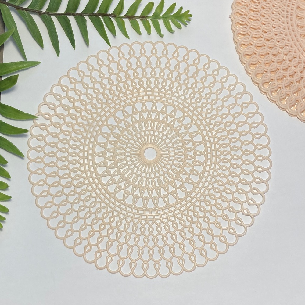 Round Lace-Style Light Pink Plastic Doily Set Of 8